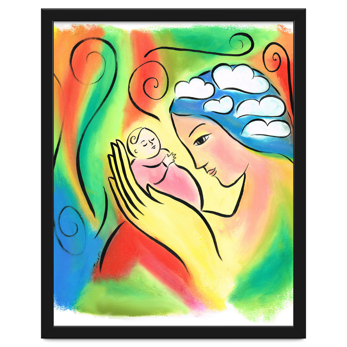 Woman And Baby With Clouds