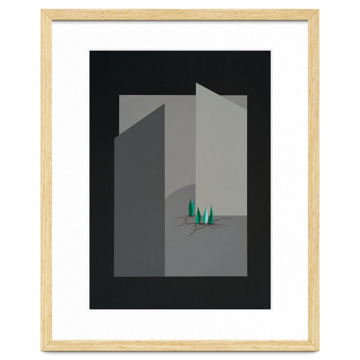 Small sprouts in concrete landscape.