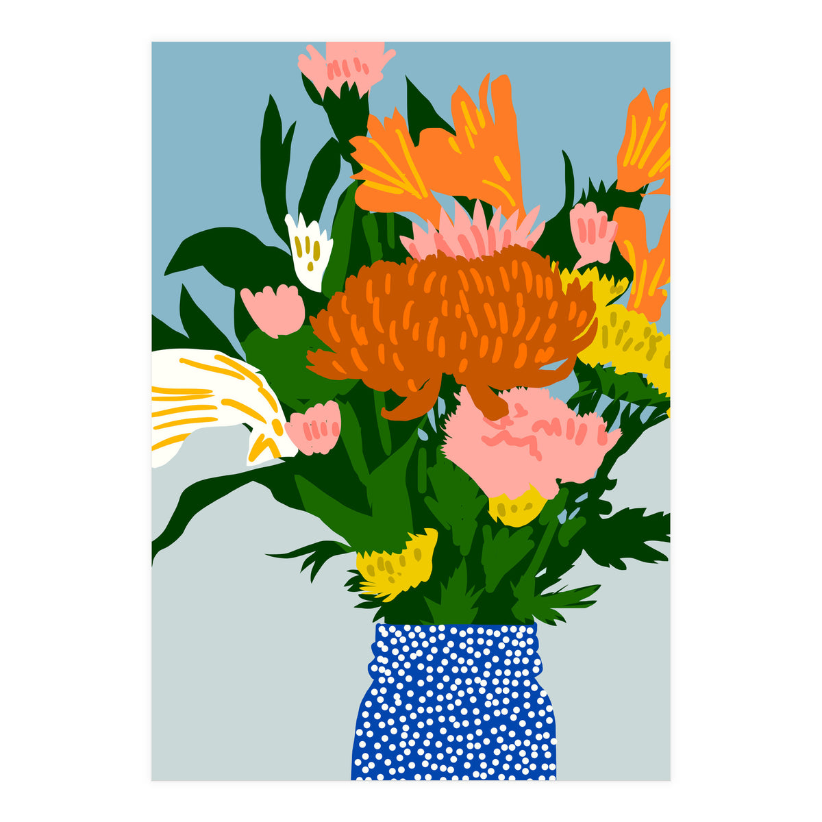 Potted Happiness | Flower Pot Botanical Floral Still Life | Eclectic Plants Modern Bohemian Décor (Print Only)