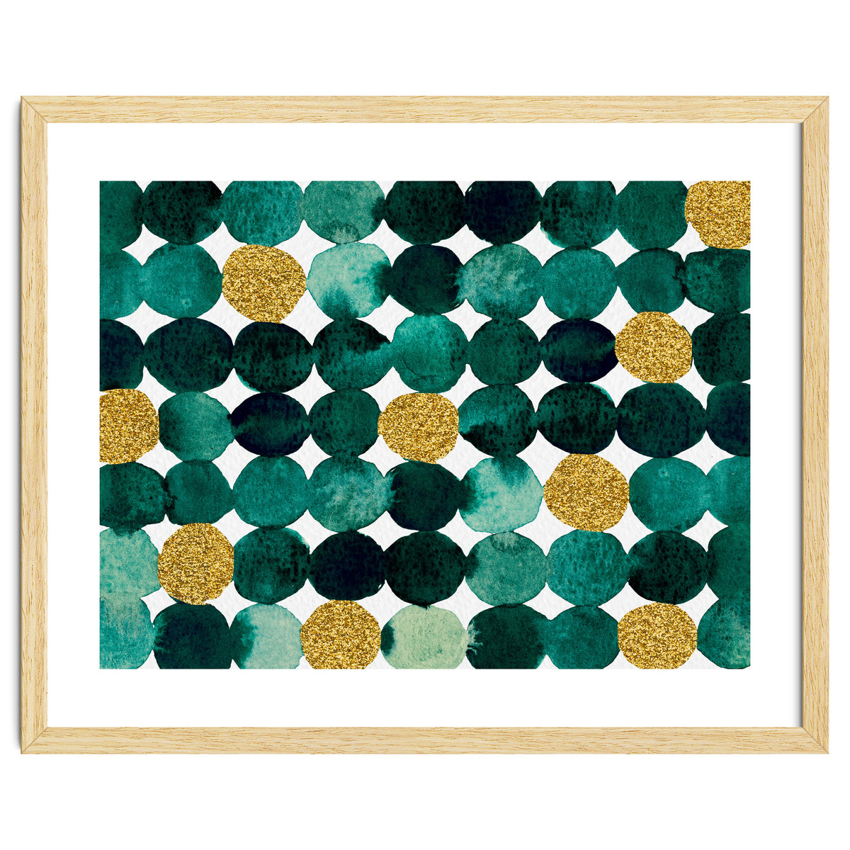 Dots pattern - emerald green and gold