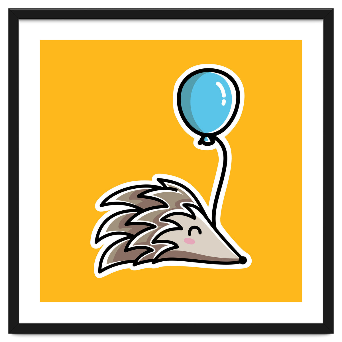 Kawaii Cute Hedgehog With Balloon