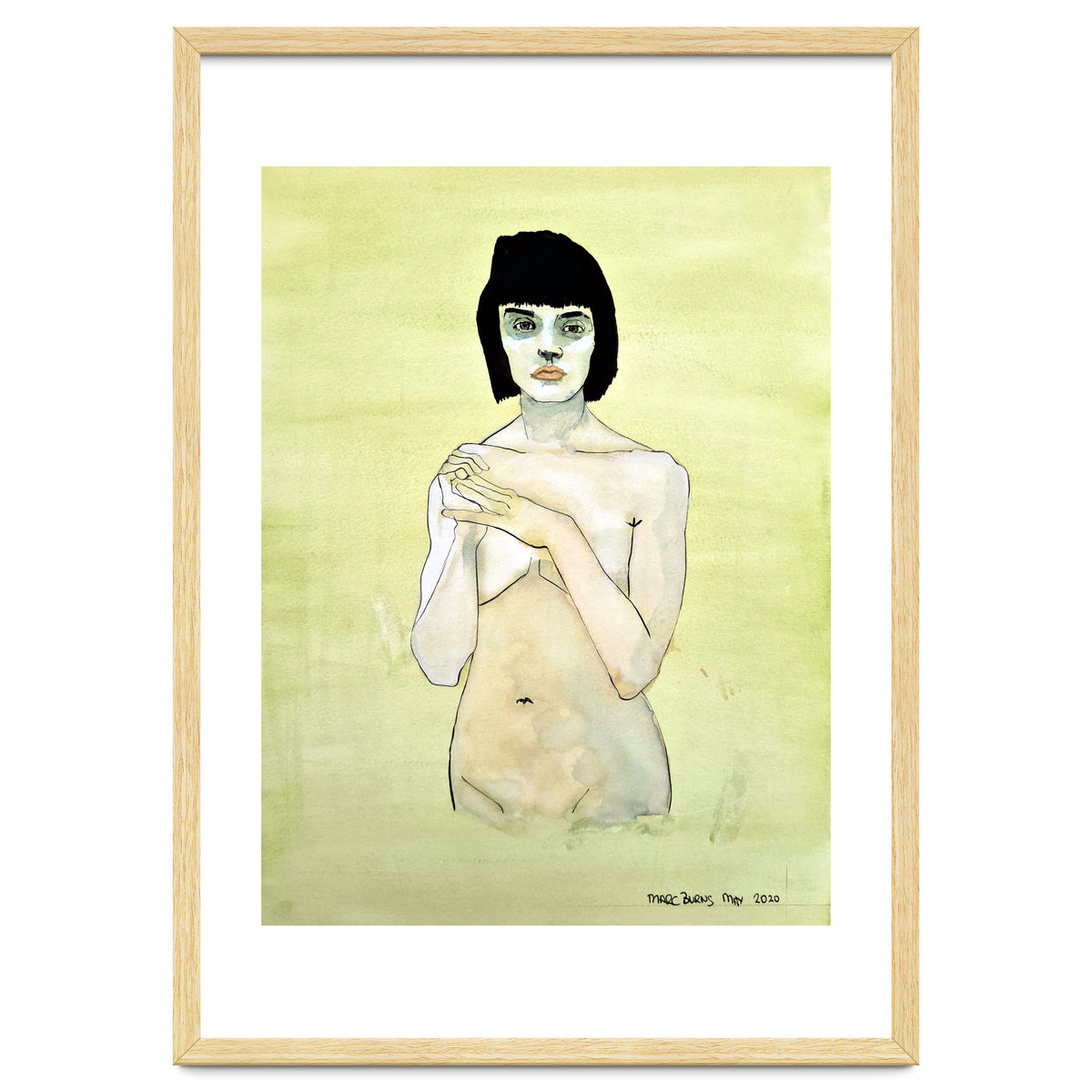 Untitled #75 Nude on a yellow-green ground