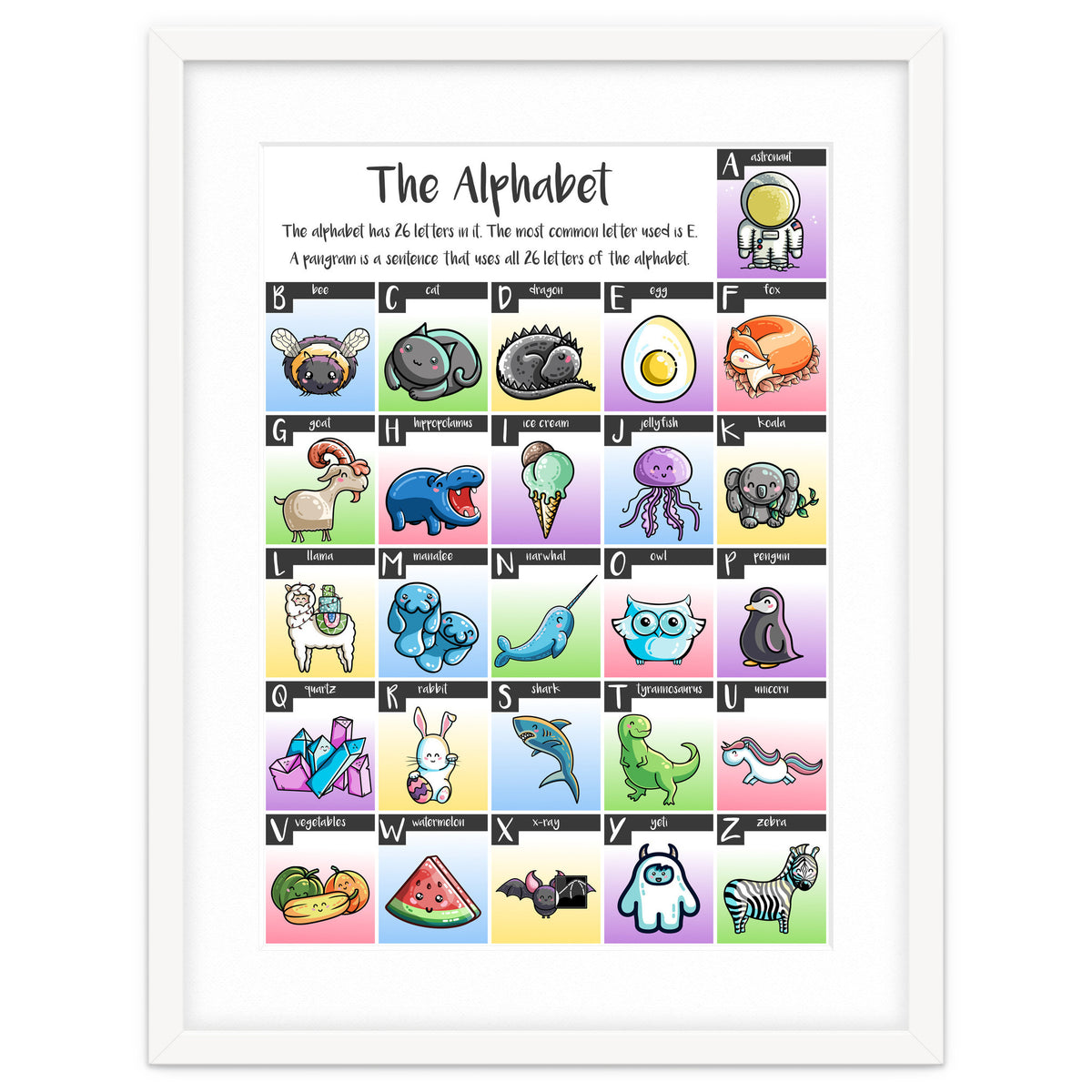 The Alphabet in Kawaii Cute Style