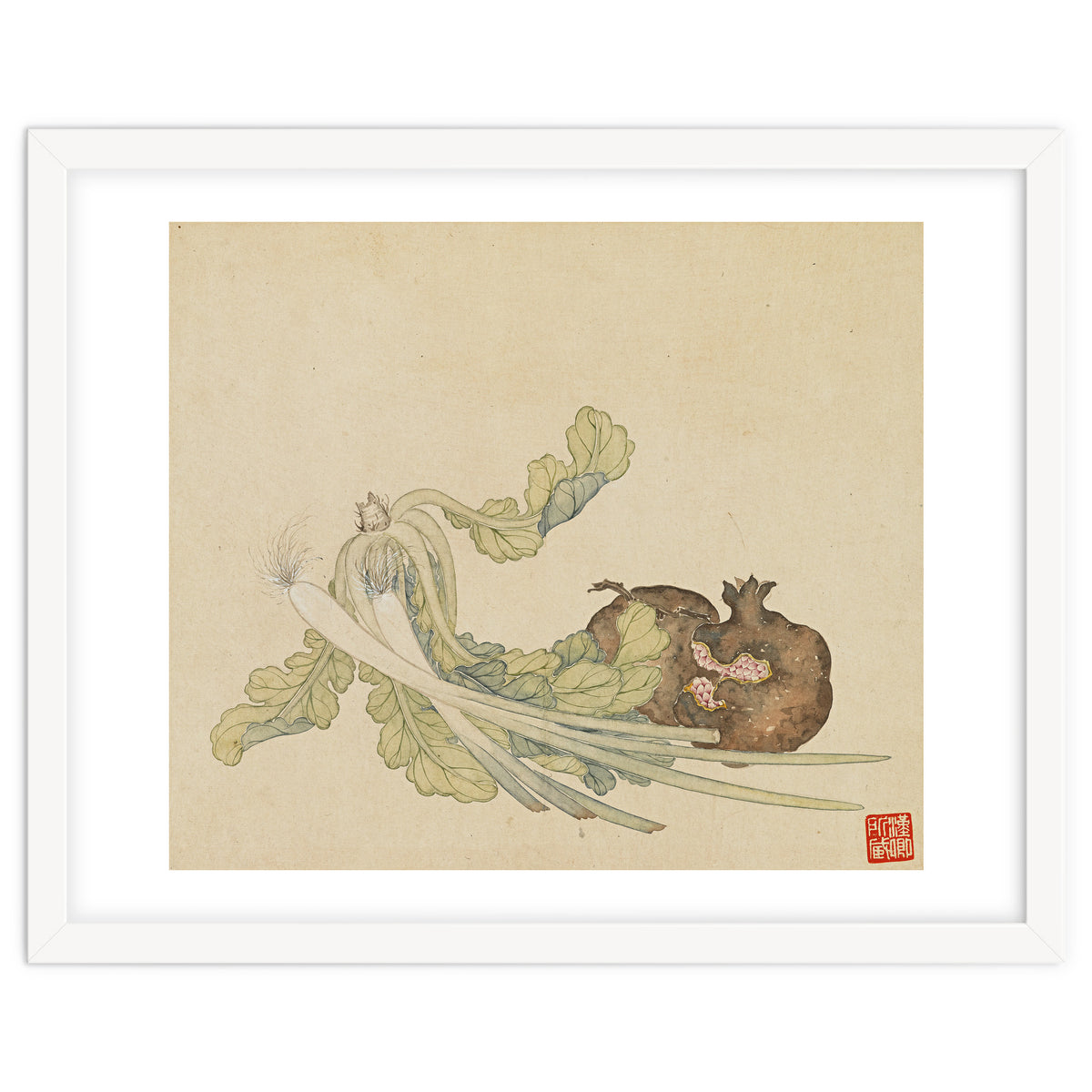 Wang Chengyu ~flowers, Vegetables, Pomegranates, Onions, Chinese Cabbage, Vegetables