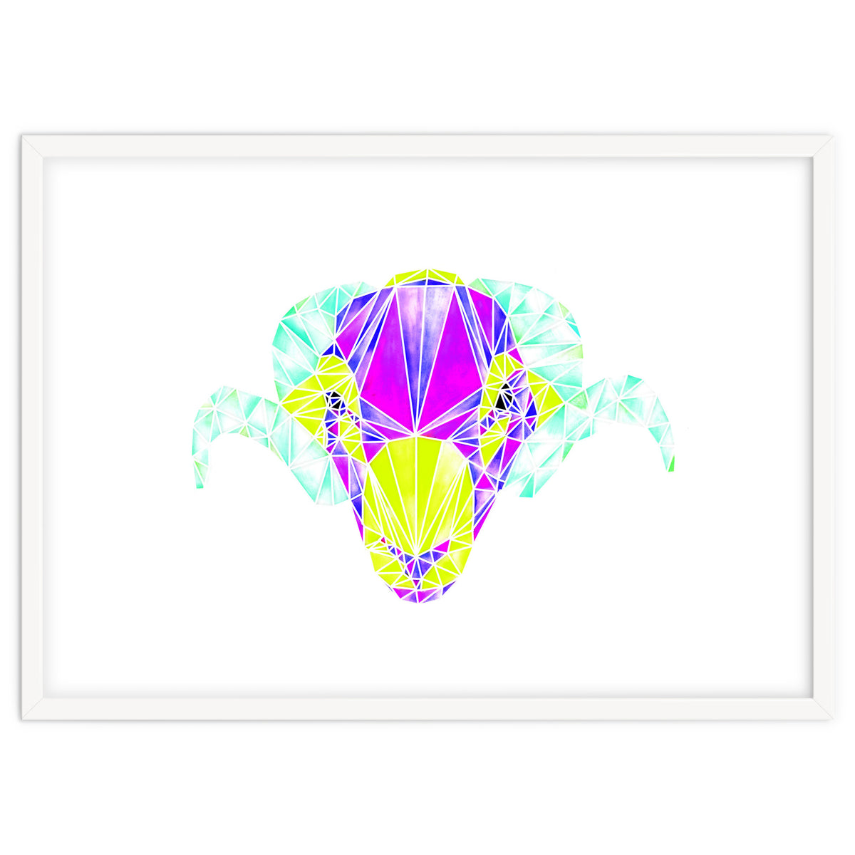 Colourful Geometric Swaledale Sheep Tup with White Lines