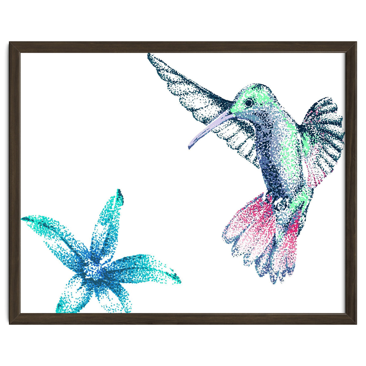 Green Hummingbird And Tropical Flower