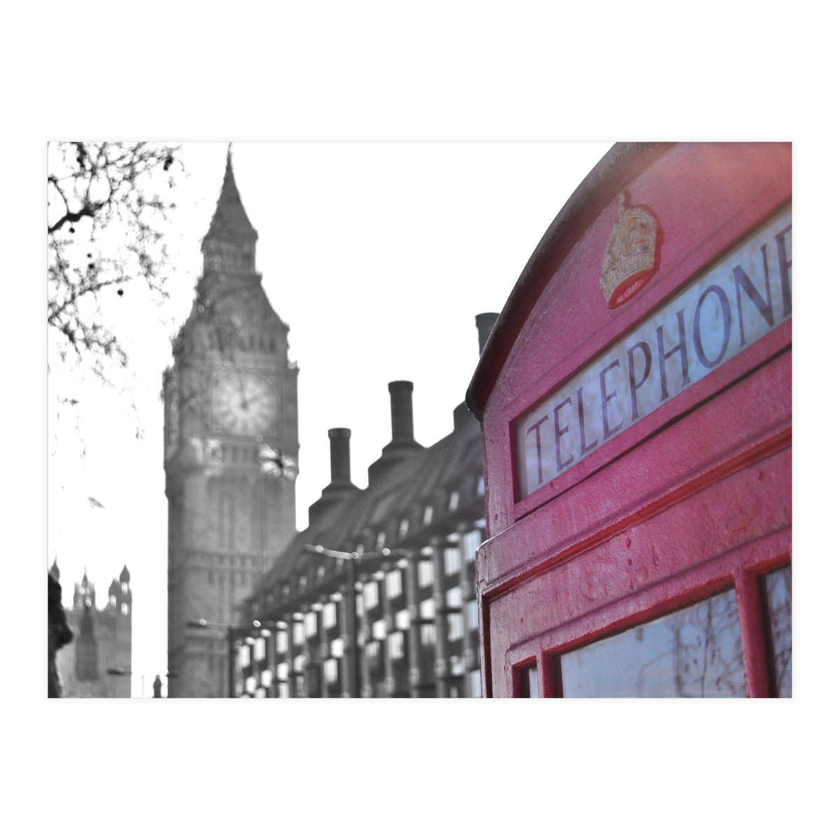 London Big Ben Red Phone Booth  (Print Only)