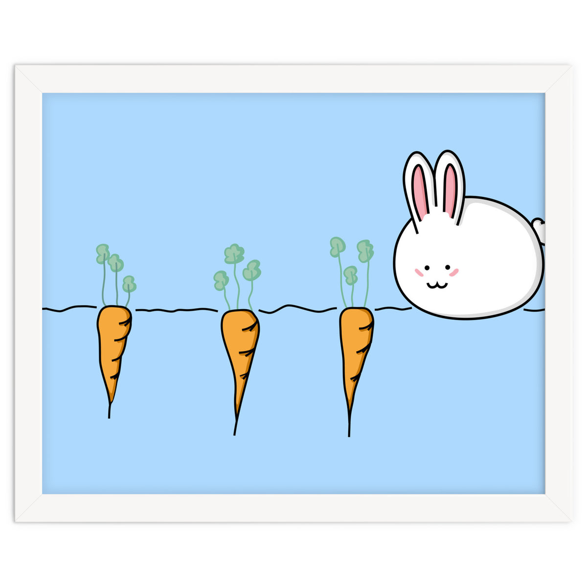 Kawaii Cute Rabbit With Carrots