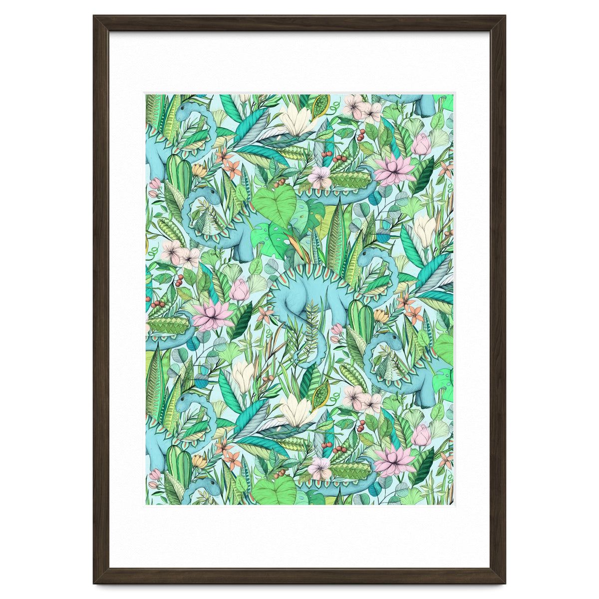 Improbable Botanical with Dinosaurs - soft pastels