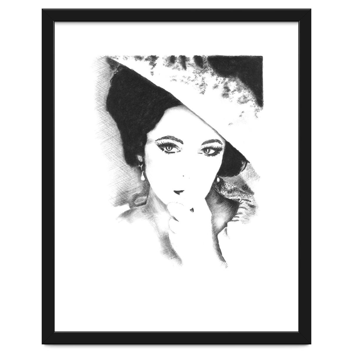 'Liz' - Elizabeth Taylor Charcoal Portrait