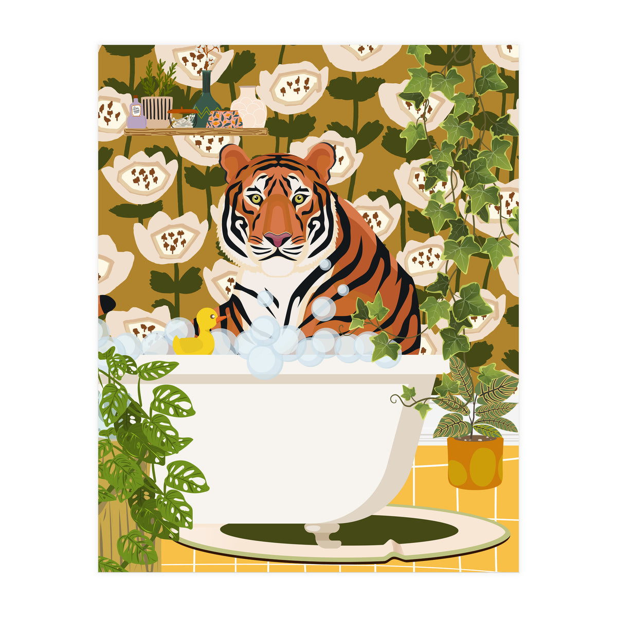 Tiger in Retro Bathroom (Print Only)