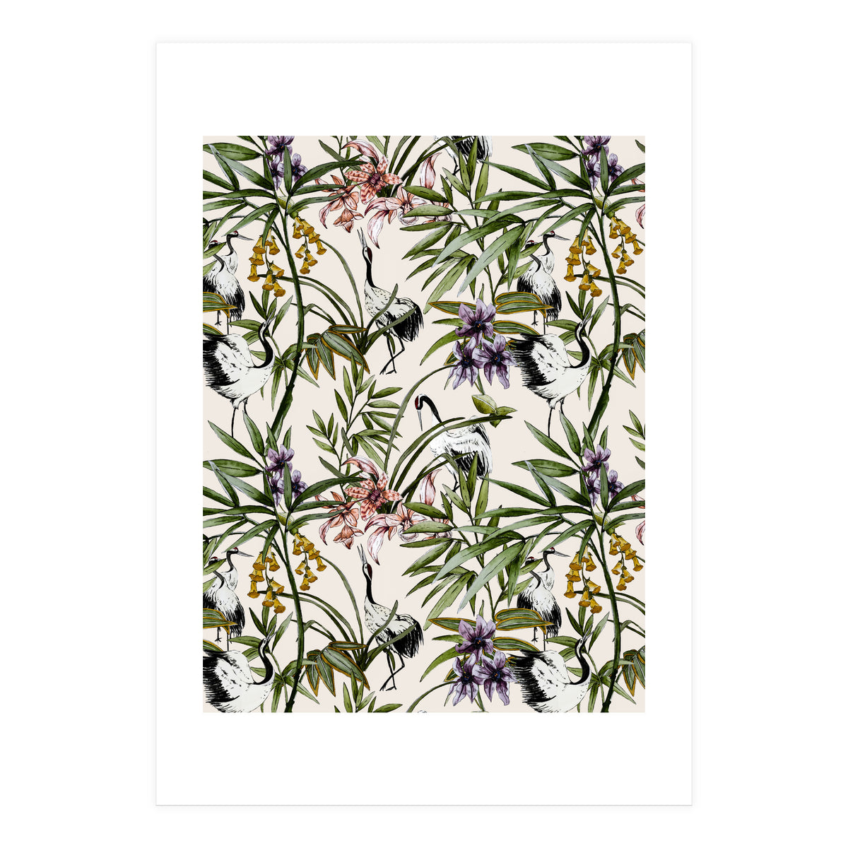 Asian crane pattern - 02 (Print Only)