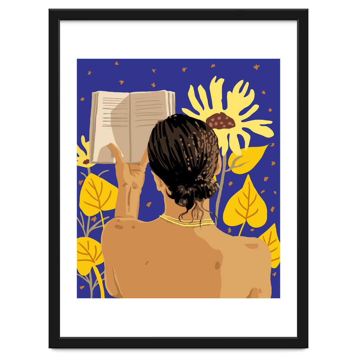 You're never alone when lost in the magic of a book, Bohemian Reader Botanical, Nude Plant Lady