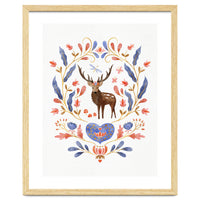 Floral Stag | Blue And Coral