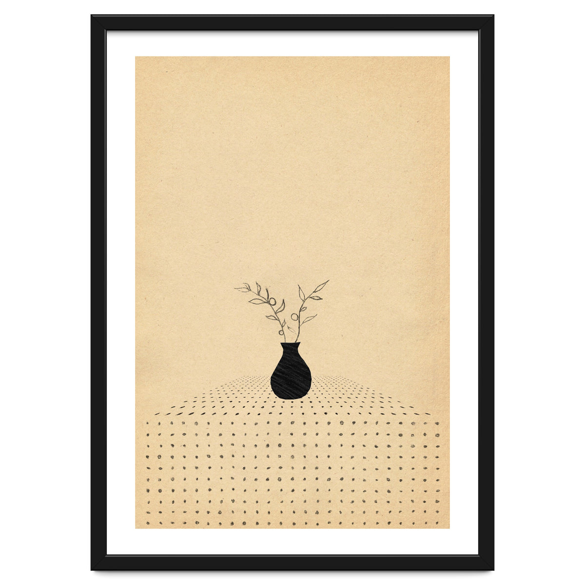 Abstract still life, vase and plants