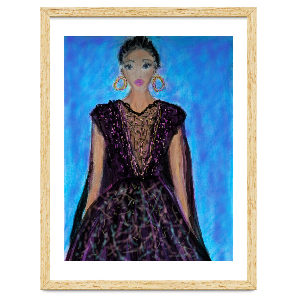 A LADY  WEARING A MAGICAL GOWN