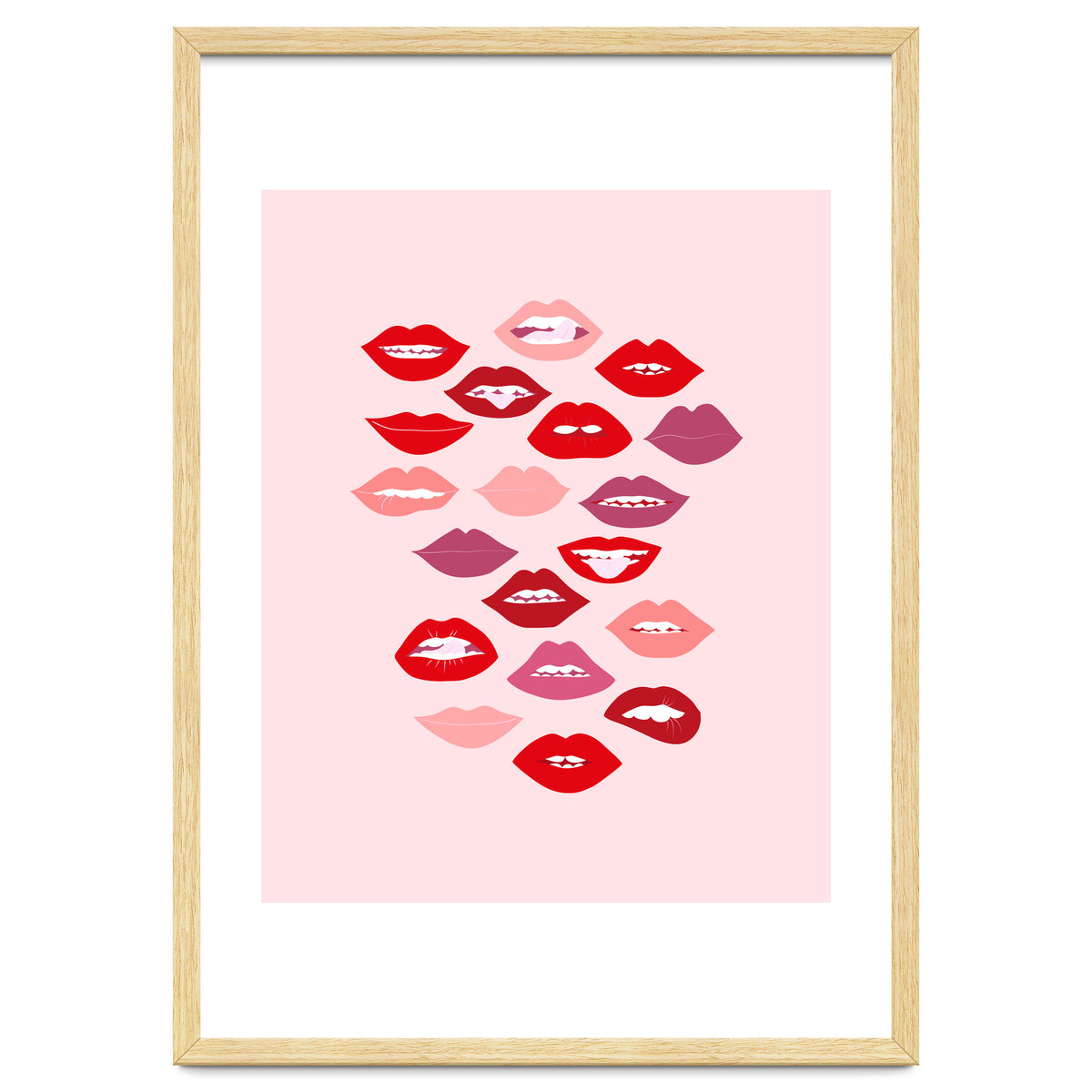 Lips Red with Pink Background