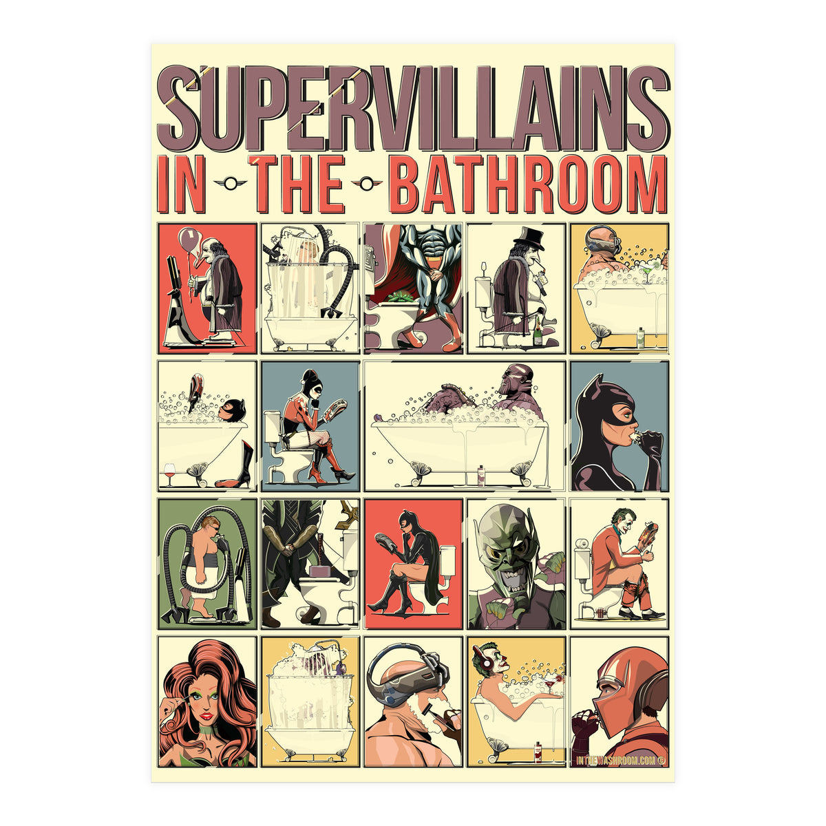 Supervillains in the Bathroom, funny Bathroom Humour (Print Only)