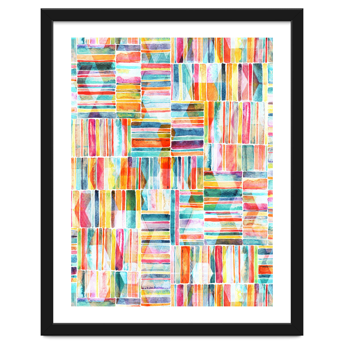 Summer Pastel Geometric and Striped Abstract on white