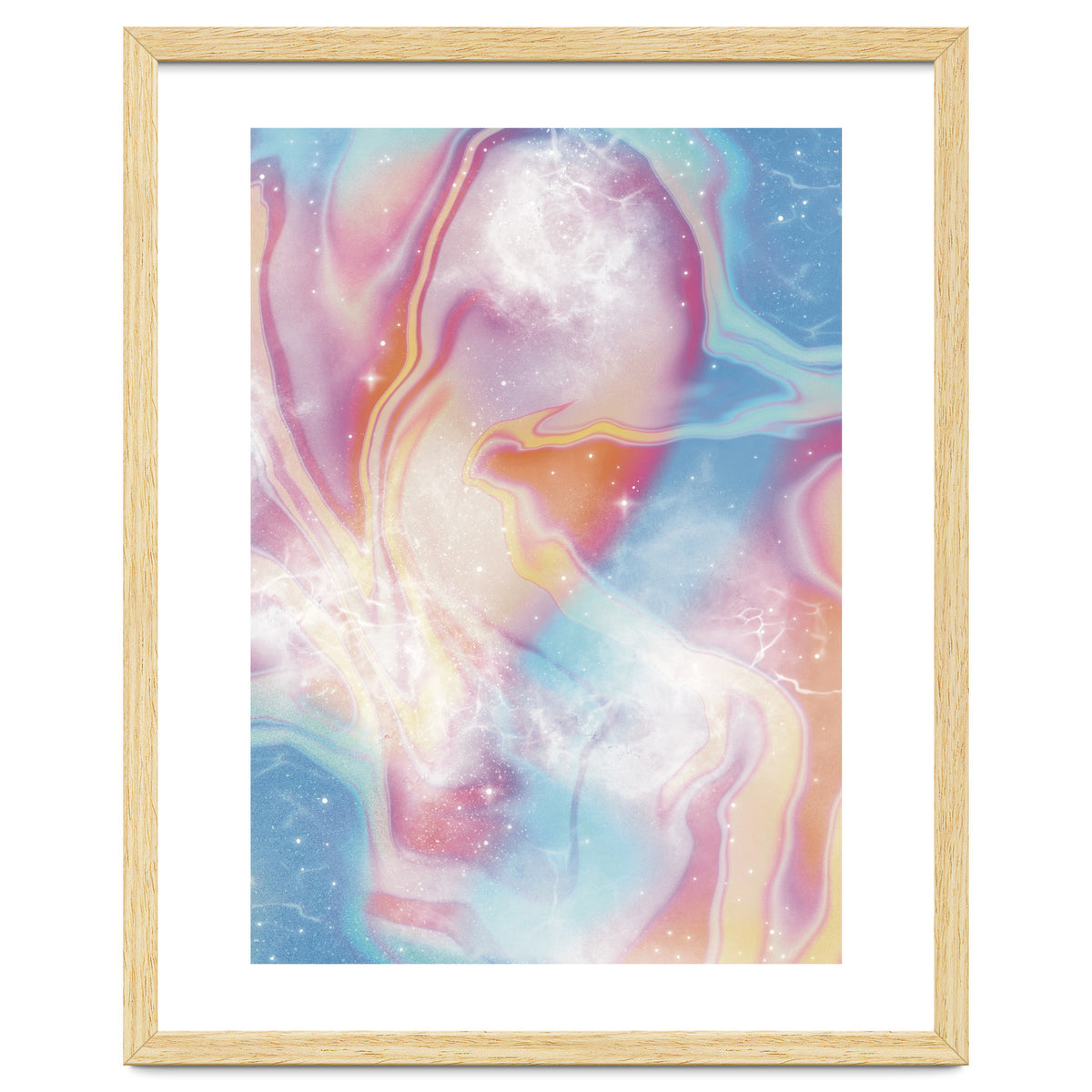 Pastel Pink Blue Space Marbling