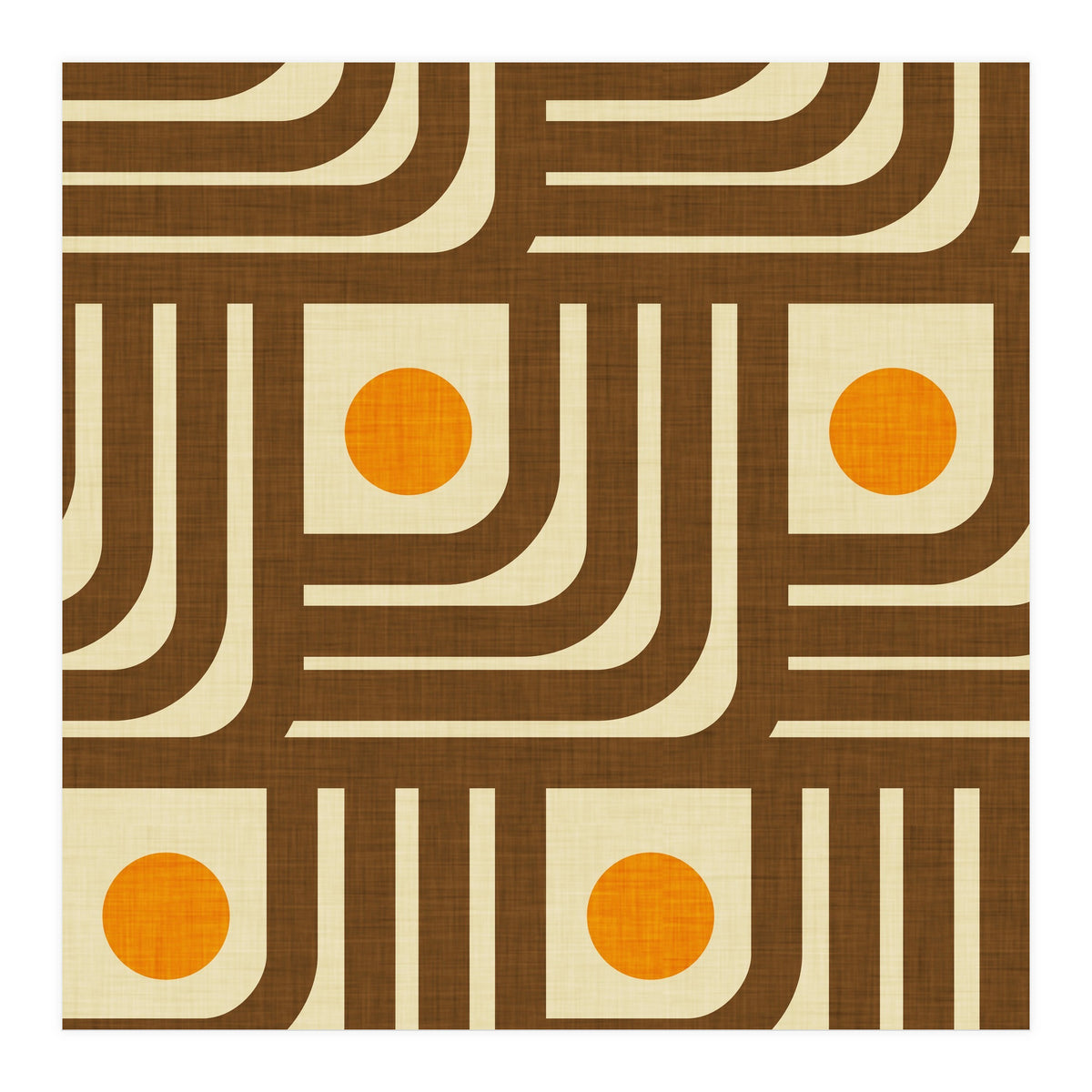 70s Curve Lines Brown Orange  (Print Only)