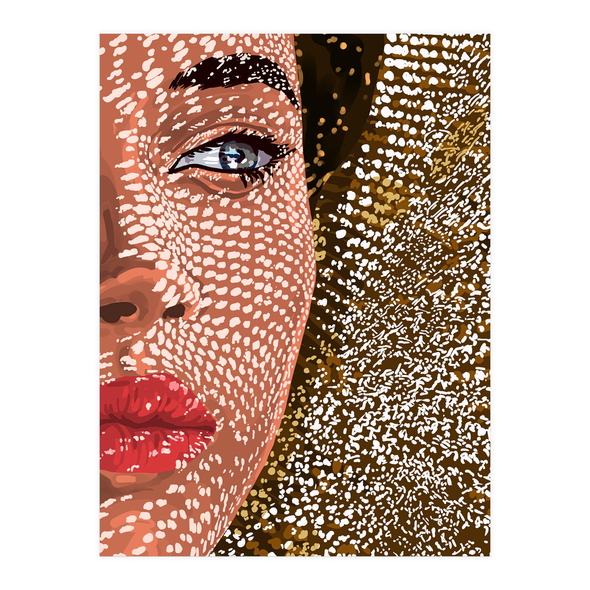 Under The Jute Hat, Bohemian Woman Fashion Painting (Print Only)