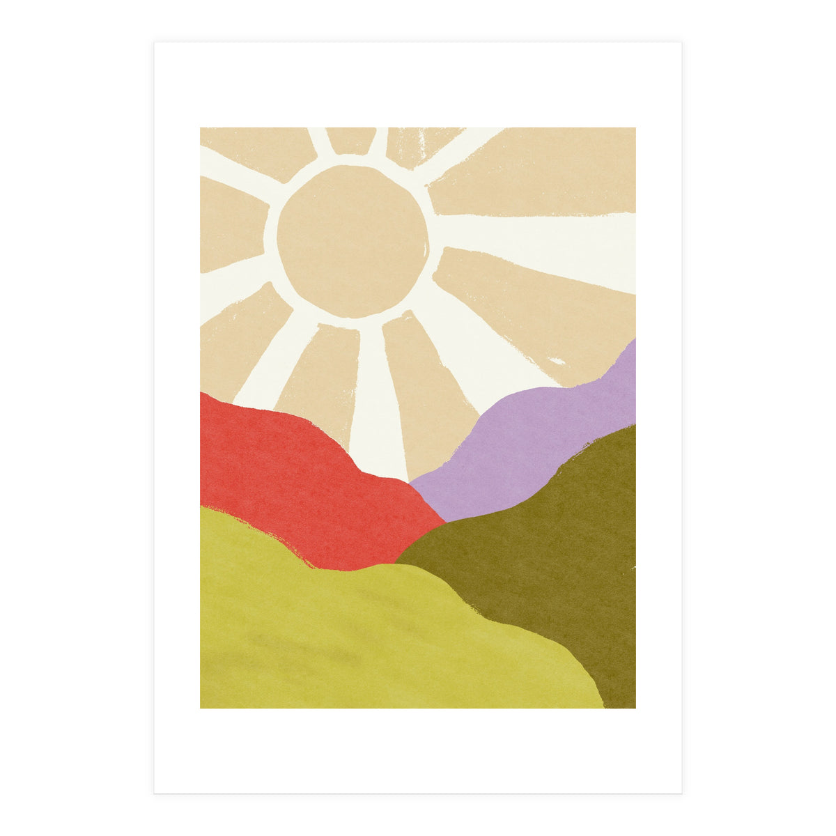 Sunshine & Hills \\ Retro Landscape  (Print Only)