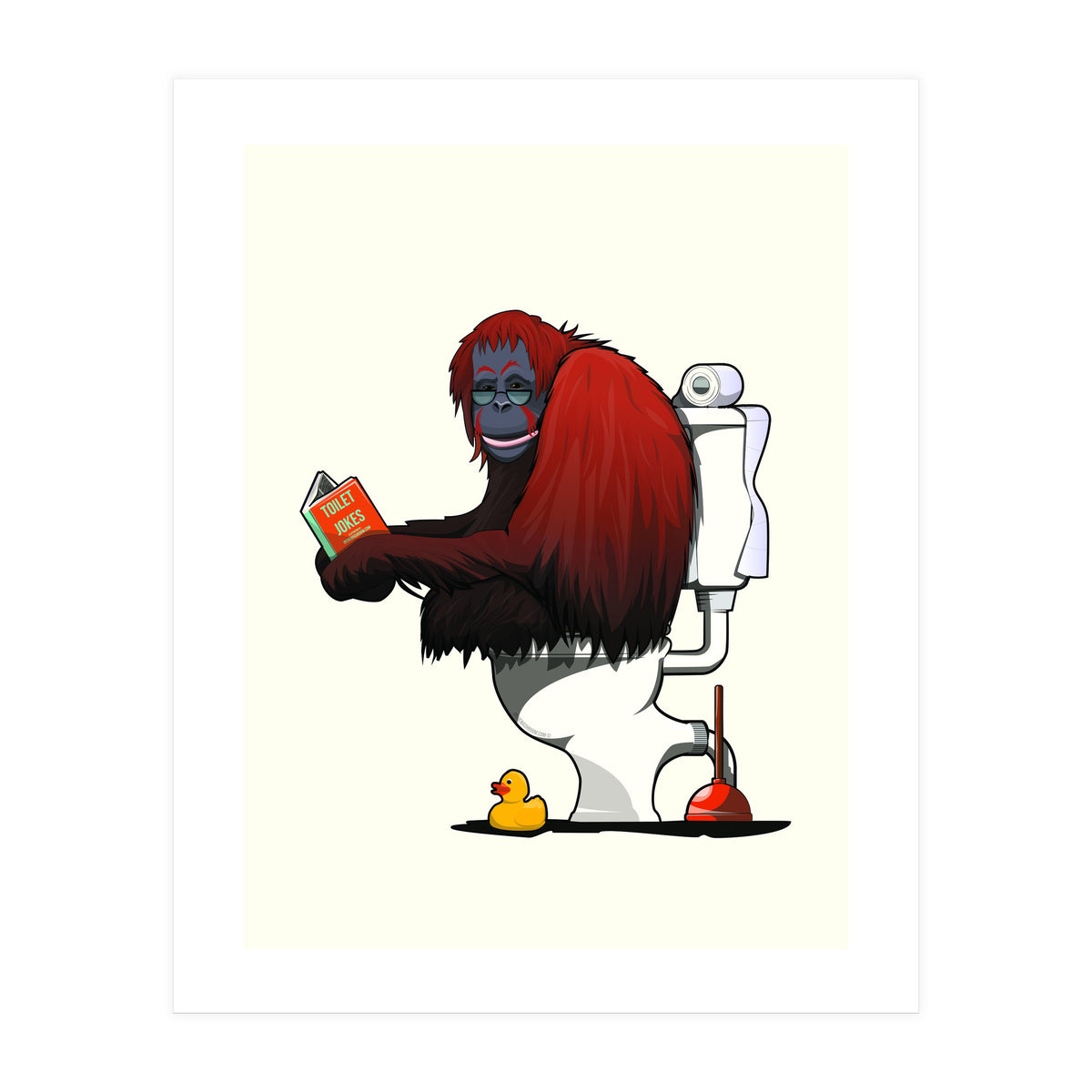 Orangutan on the Toilet, Funny Bathroom Humour (Print Only)