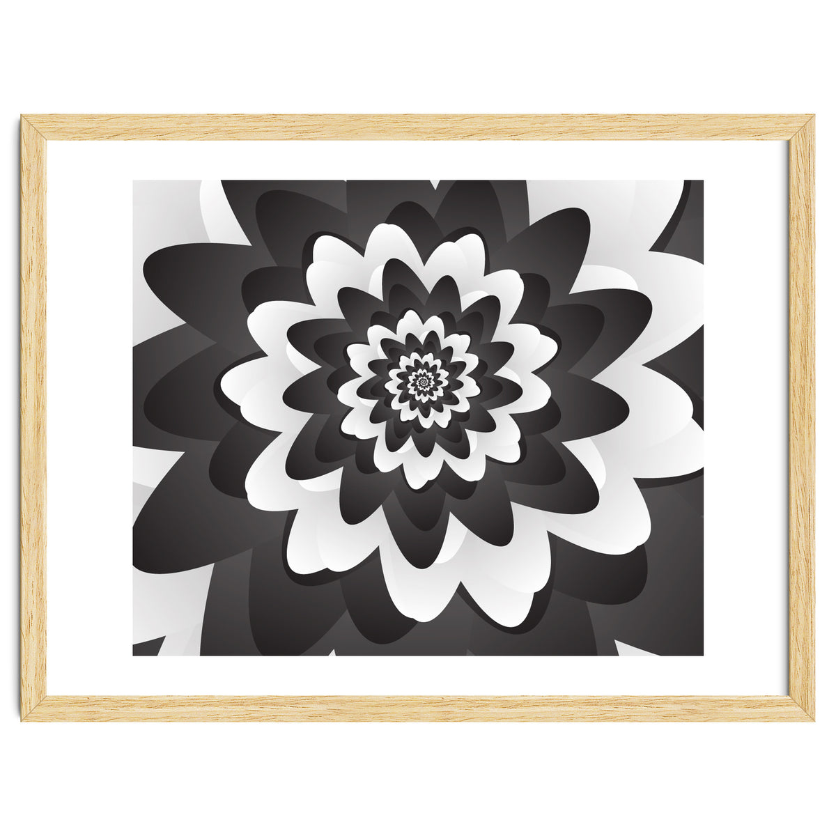 Mono Chrome Flower Spiral Pattern