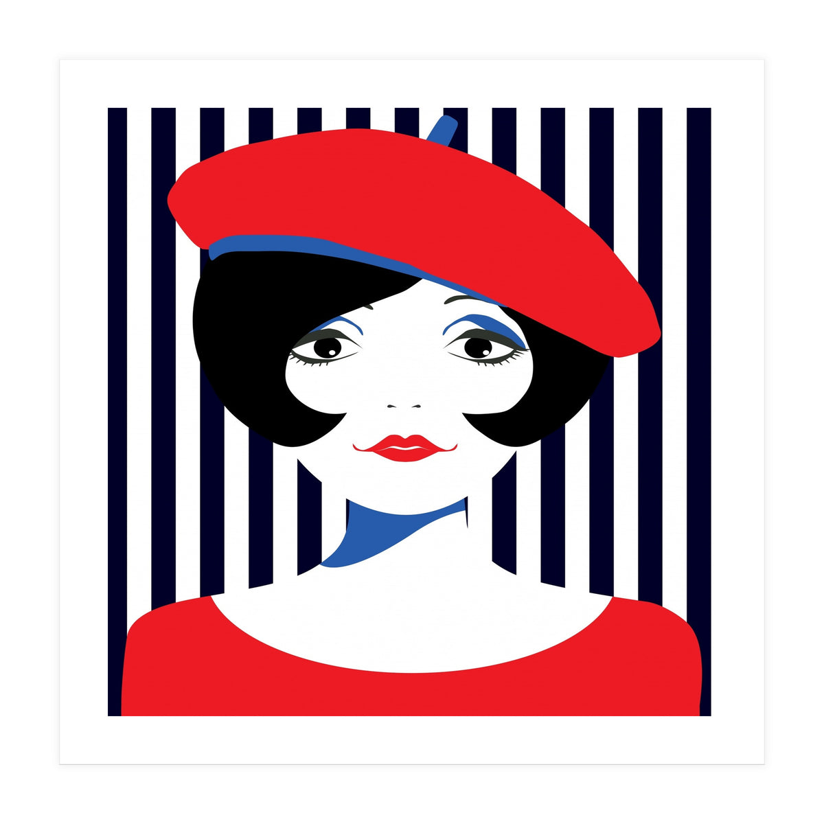 Retro French Young Woman  (Print Only)