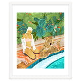 The Wild Side, Human & Nature Connection, Woman With Cheetah Cat, Tiger Painting thumbnail