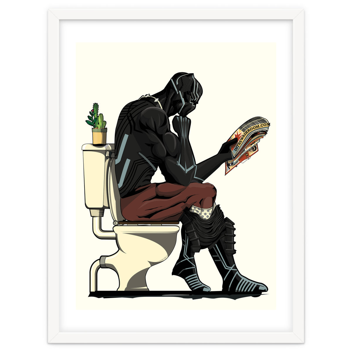 Black Panther on the Toilet, funny bathroom humour