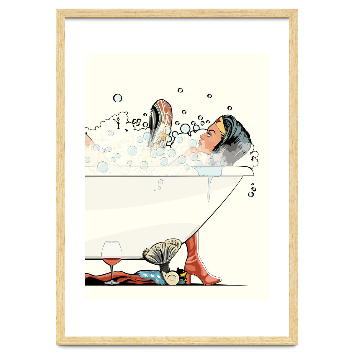 Wonder Woman in the Bath, funny Bathroom Humour