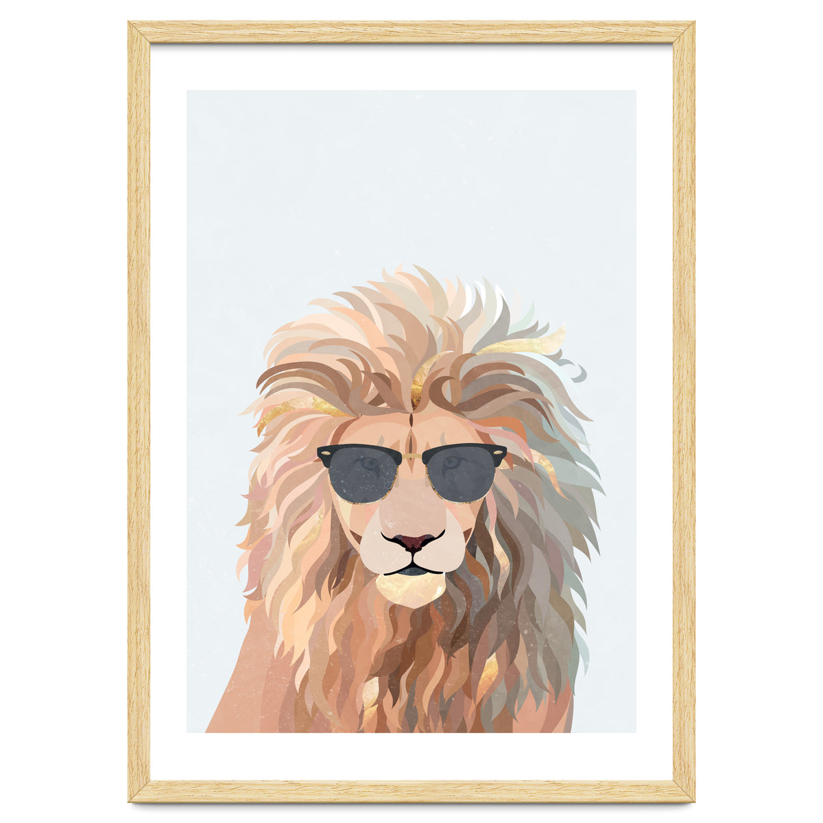Lion Portrait earing sunglasses