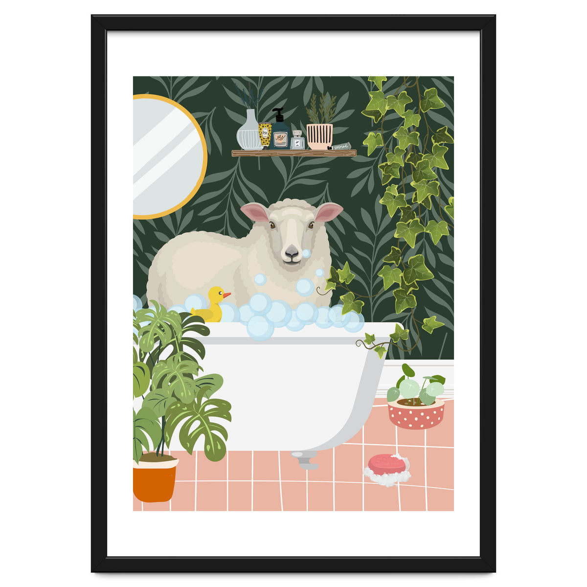 Sheep in Botanical Bathroom