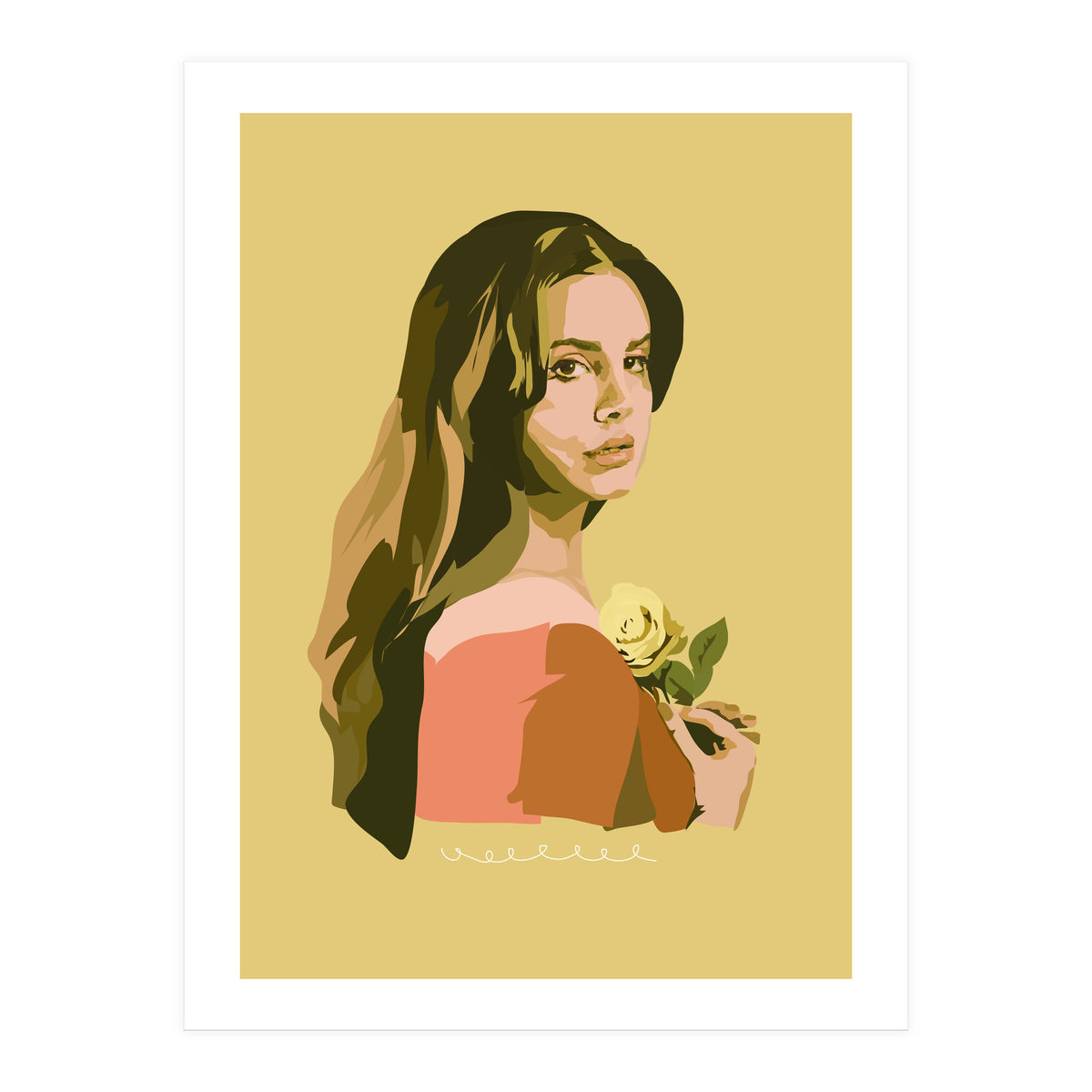 Lana Del Rey With Rose (Print Only)
