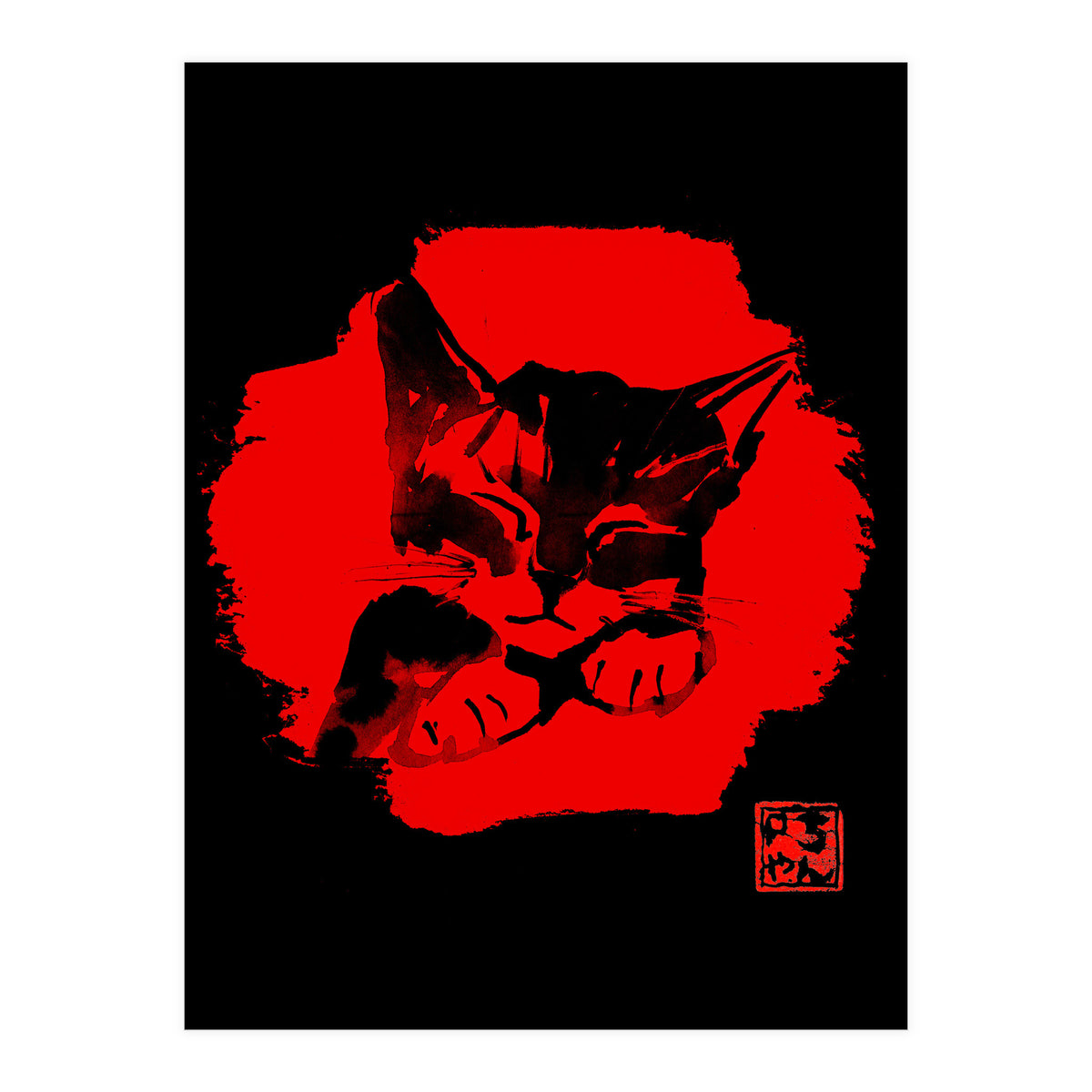 cute cat in red (Print Only)