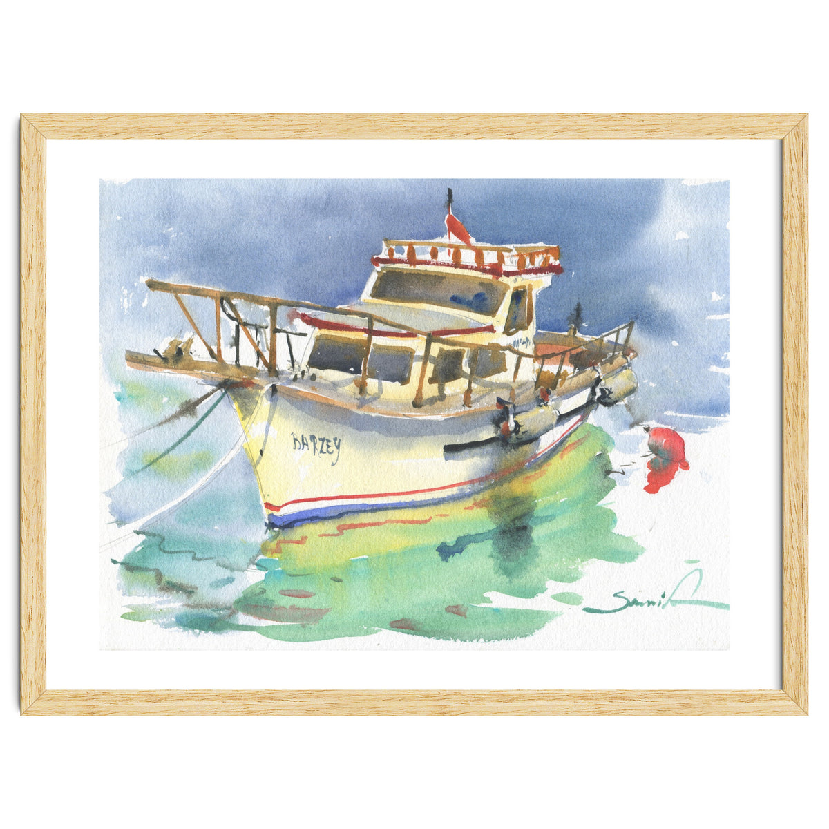 Yacht painting watercolor
