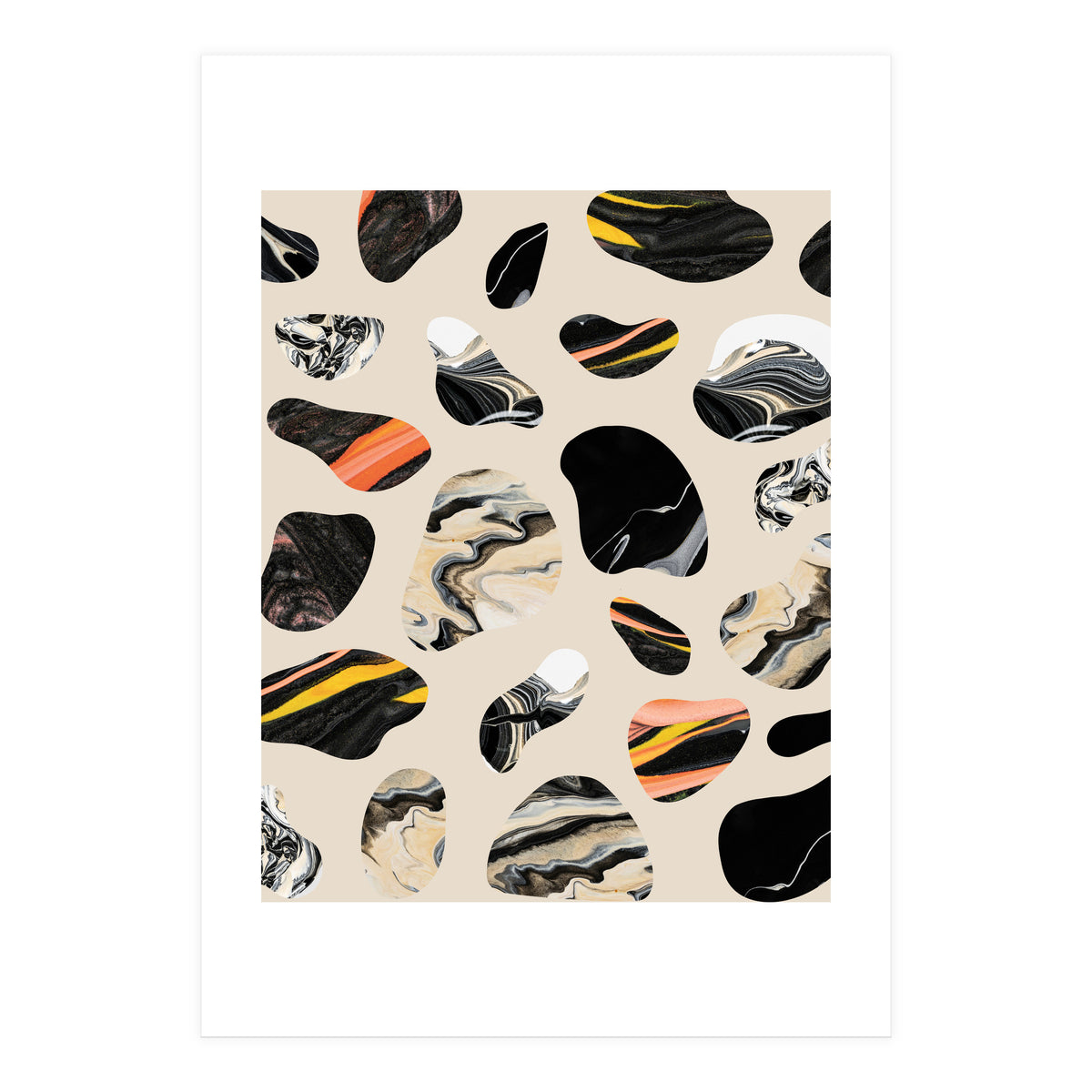 Marble Jelly Beans, Abstract Shapes Nature Eclectic Textures, Precious Stones Agate Dark Mystery (Print Only)