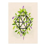 Geometric frame with leaves and flowers (Print Only) thumbnail