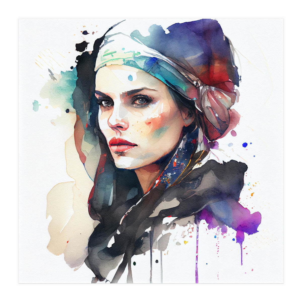 Watercolor Pirate Woman #5 (Print Only)