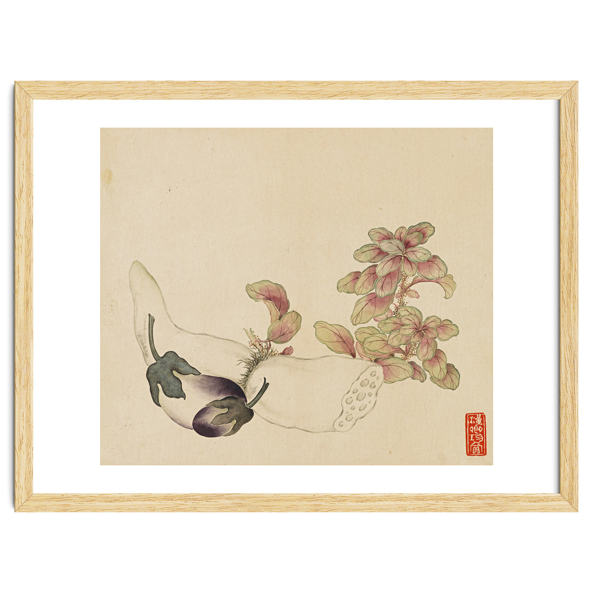 Wang Chengyu ~flowers, Vegetables, Fruits, Eggplant, Lotus Root