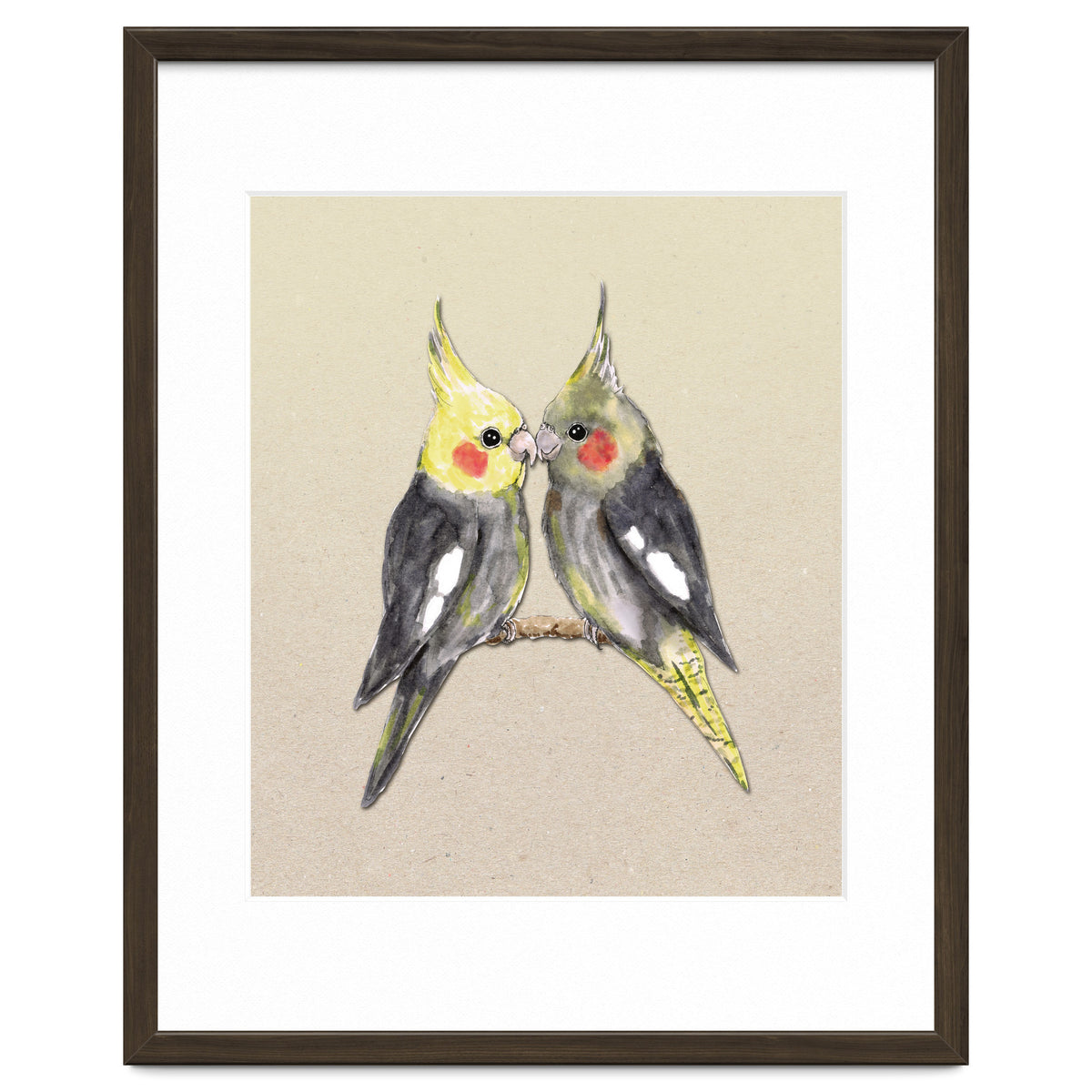 Two cute cockatiels