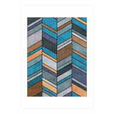 Colorful Concrete Chevron Pattern - Blue, Grey, Brown (Print Only) thumbnail
