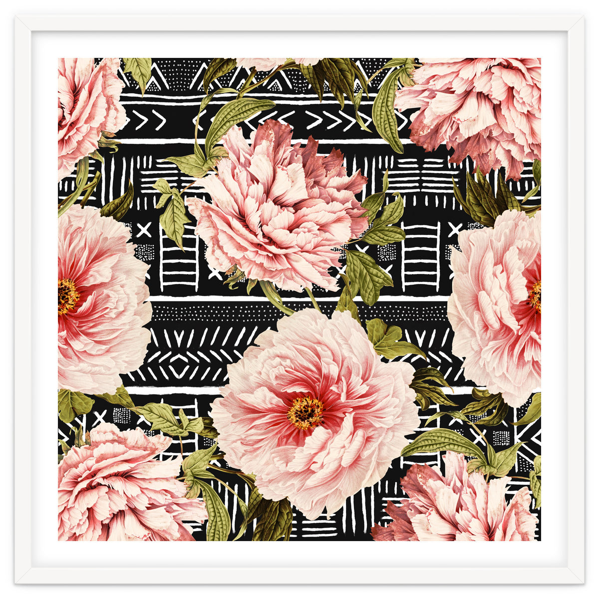 Flowering pink on drawn lines