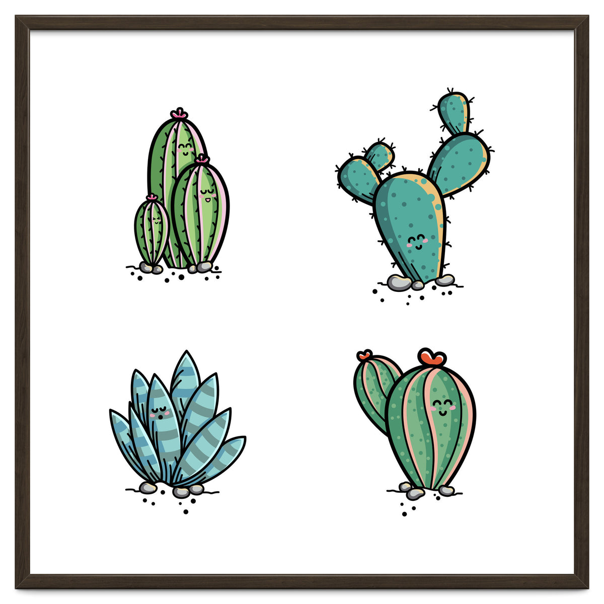 Kawaii Cute Cacti Desert Plants