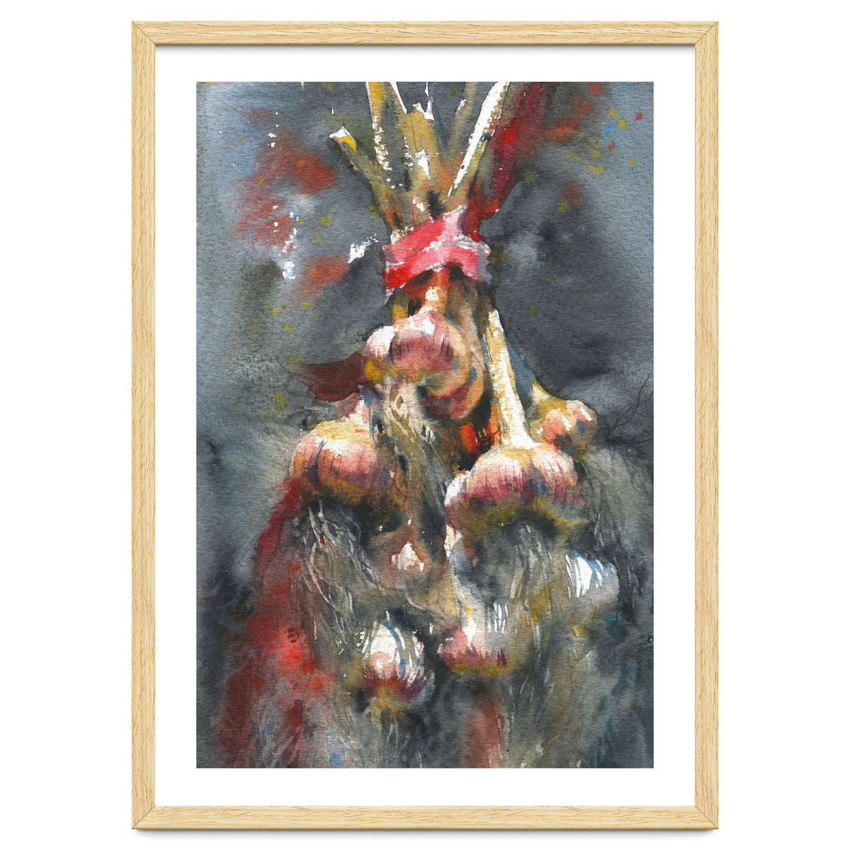 Garlic. Still-life  watercolor painting