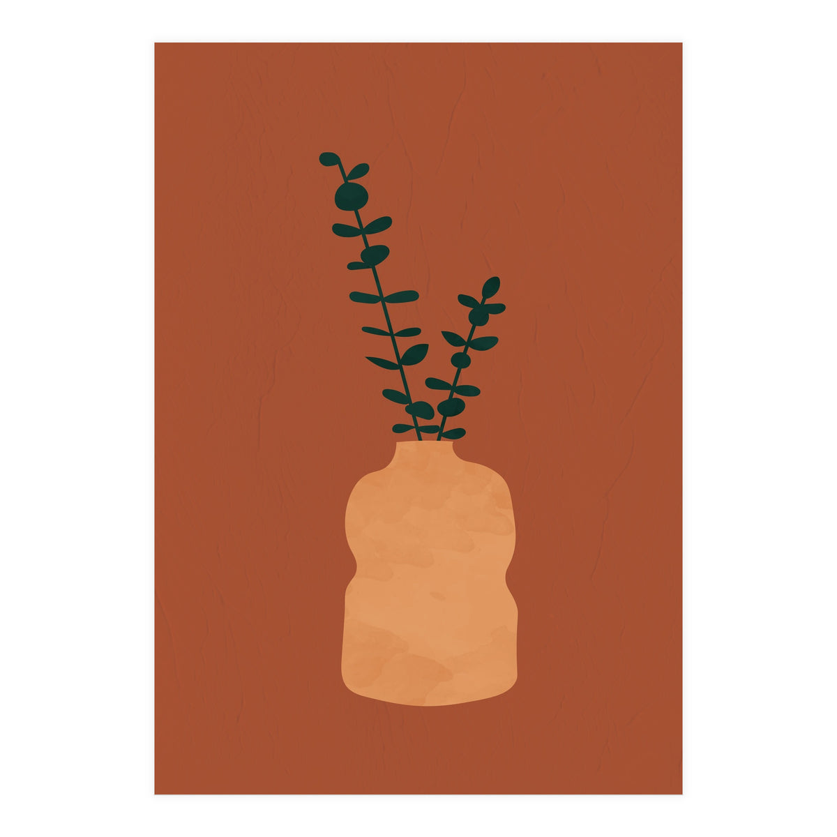 Terracotta Earth Tones Wall Decor Pottery Plant II (Print Only)