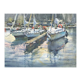Yachts in the port. Watercolor painting (Print Only) thumbnail