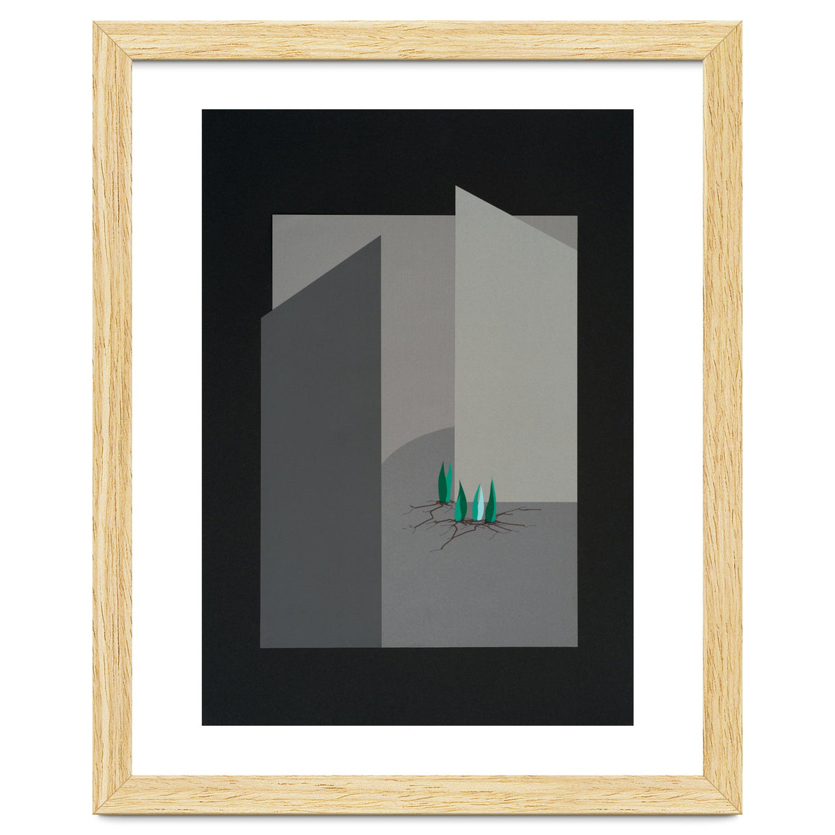 Small sprouts in concrete landscape.